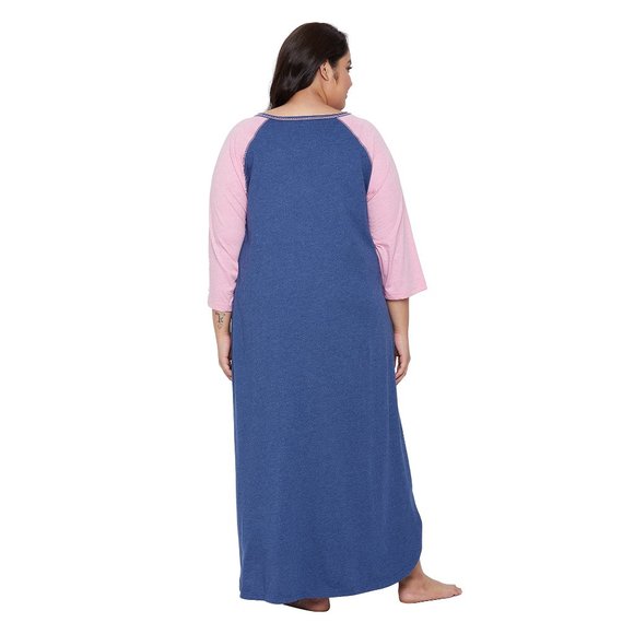 Gypsie Blue Women Nightgown with Long Sleeves Lounge Dress Maxi and Sleepwear - Picture 7 of 7